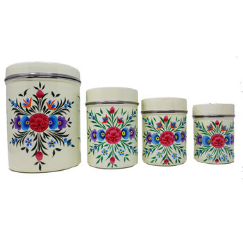 Hand Painted Tea Coffee Sugar Canister Set, 5 of 9