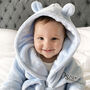 Personalised Blue Baby Gown And Teddy Comforter Set, thumbnail 4 of 12