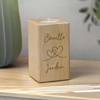 Personalised Engraved Hearts Anniversary Tea Light Holder, 2 of 6