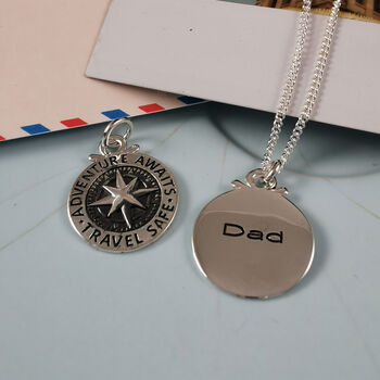Travel Safe Personalised Silver Compass St Christopher, 7 of 10