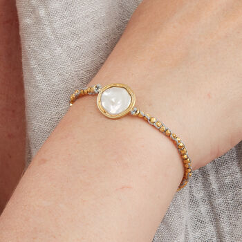 Pearl Silver Gold Plated Friendship Bracelet, 2 of 10