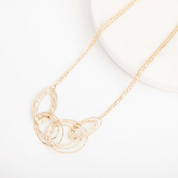 Gold Colour Necklace With Hammered Oval Rings, 3 of 3