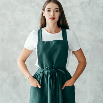 Crossover Linen Pinafore Apron, 4 of 12