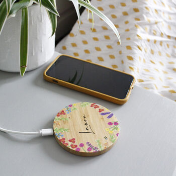 Personalised Bamboo Wireless Phone Charger For Her, 11 of 11