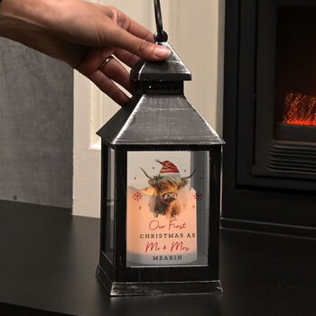 Personalised Highland Cow LED Lantern – Light Up Christmas Ornament, 3 of 5