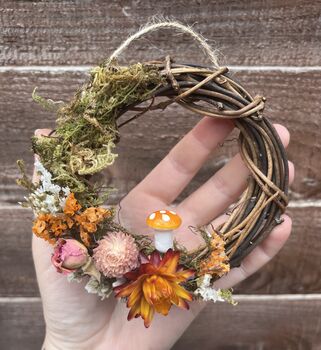 Mini Dried Flower Toadstool Cottagecore Wreath, 2 of 6