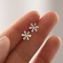 Sterling Silver Flower Petal Stud Earrings, thumbnail 1 of 6