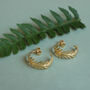 Gold Plated Huggie Fern Hoops, thumbnail 2 of 6