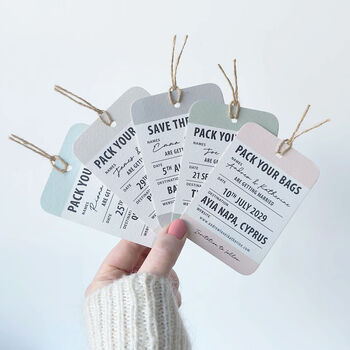 Personalised Destination Wedding Save The Date Map Tag, 2 of 7