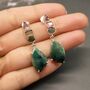 Emerald Tourmaline Sterling Silver Earrings, thumbnail 1 of 9