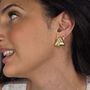 Large Gold Plated Textured Triangle Earrings, thumbnail 3 of 5