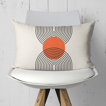 Bauhaus Inspired Abstract Geometric Cushion Cover In Orange And Black, 3 of 12