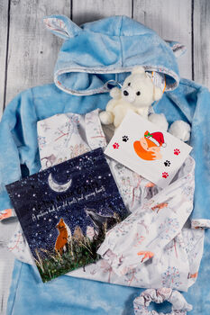 Festive Winter Snow Forest Snuggle Hoodie, Nightie, Teddy Gift Box, 10 of 10