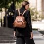 Amber Midi Tan Leather Backpack, thumbnail 1 of 10