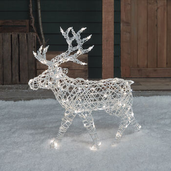 Battery Operated 200 Dual LED White Rattan Reindeer, 3 of 3