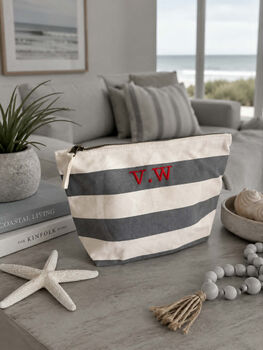 Nautical Striped Cotton Make Up Cosmetic Bag, 2 of 9