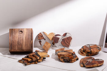 Limited Four Wooden Resin Coasters + Wooden Box Set, 3 of 10