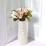 White Gold Stripe Ceramic Home Decor Flower Vase, thumbnail 1 of 7
