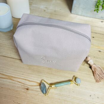 Personalised Neutral Embroidered Make Up Bag, 2 of 3