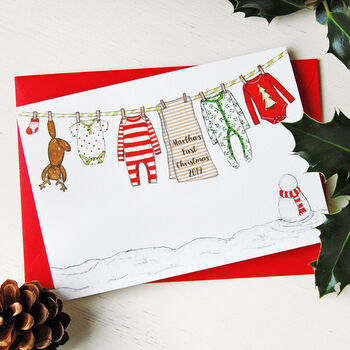 Personalised Baby's First Christmas Washing Line Card, 5 of 6