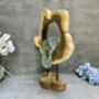 40cm Molten Glass Hanging Bowl On Teak Root Base, thumbnail 1 of 12