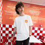 Flamin’ Hotline Unisex Burger T Shirt In White, thumbnail 6 of 6