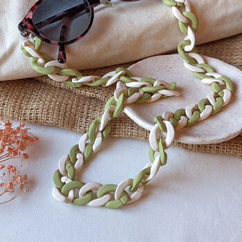Glasses Chain Matte Sage And Cream Chunky Acrylic Chain, 4 of 7
