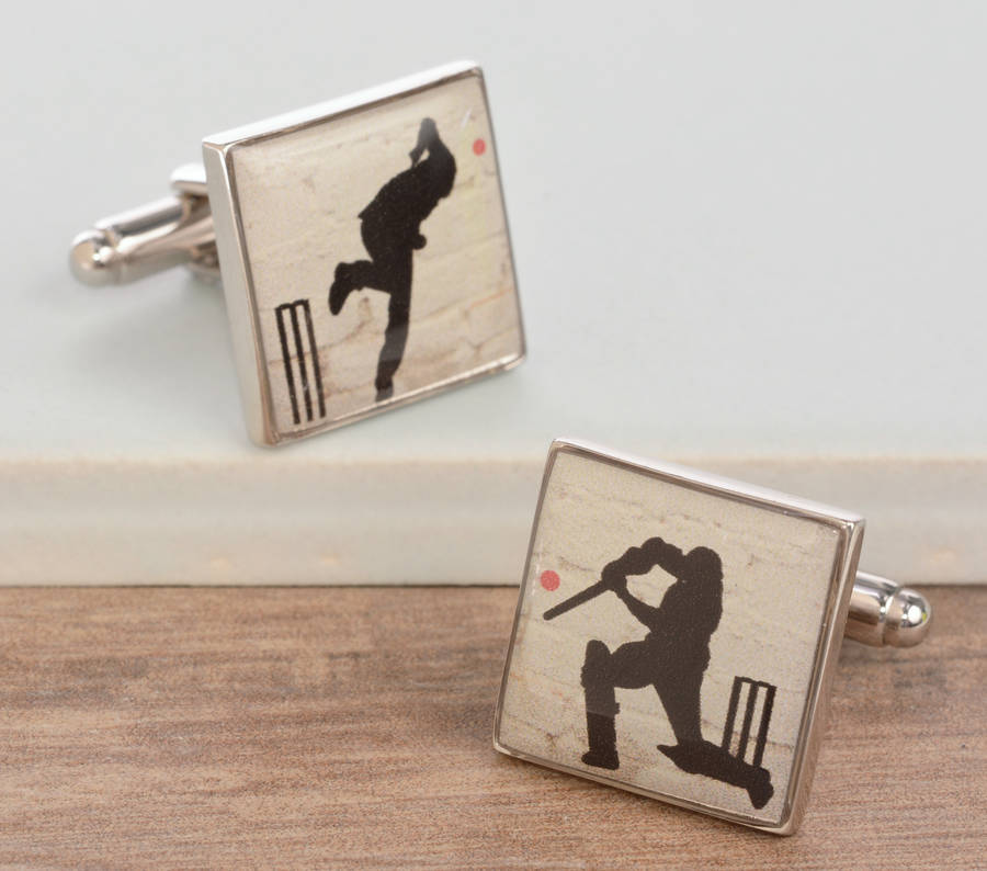 Cricket Enamelled Cufflinks By Me and My Sport