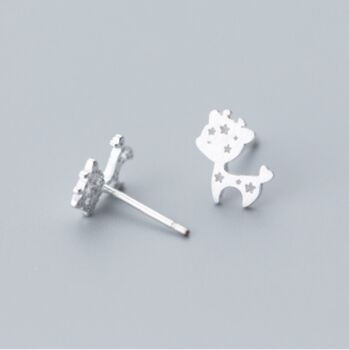 Sterling Silver Deer Stud Earrings, 3 of 4