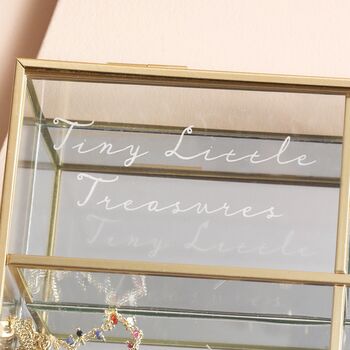 'Tiny Little Treasures' Large Glass Jewellery Box In Gold, 2 of 2