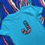 Tiger Stripes Applique Embroidered Kids Initial/ Number T Shirt, thumbnail 1 of 3