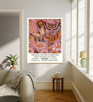 Natural History Exhibition Pink Butterfly Art Print, 2 of 4