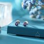 Sterling Silver Purple Cz Droplet Earrings, thumbnail 5 of 12