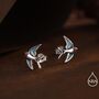 Sterling Silver Barn Swallow Bird Stud Earrings, thumbnail 2 of 11