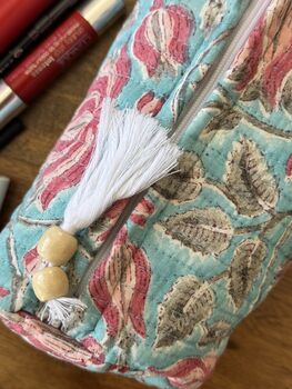 Block Print Washbag, Make Up Pouch, Travel Kit, 5 of 12