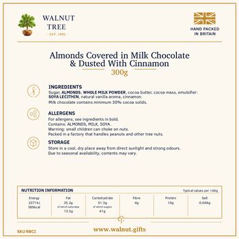Milk Chocolate Cinnamon Almonds Gift Box – 300g, 5 of 8