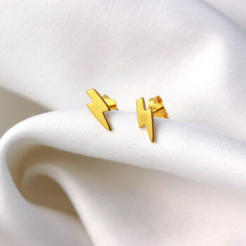 Sterling Silver Lightning Bolt Stud Earrings, 3 of 5