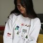 Embroidered Christmas Village Sweater, thumbnail 1 of 4