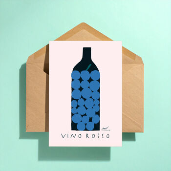 Vino Rosso Red Wine Greeting Card, 3 of 3