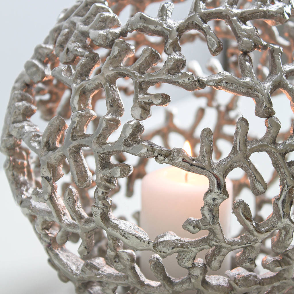 Silver Round Coral Candle Holder By Marquis & Dawe