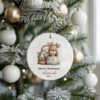 Personalised Woodland Reindeer Christmas Bauble, 5 of 11