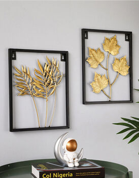 Small Black Trim Gold Leaf Wall Art, Four Designs, 11 of 11