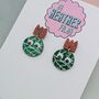 Brussel Sprout Glitter Resin Christmas Earrings, thumbnail 3 of 4