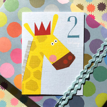 Mini Giraffe 2nd Birthday Card, 4 of 5