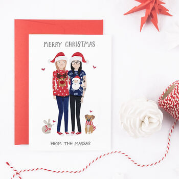 Personalised Festive Family Portrait Christmas Cards, 2 of 4