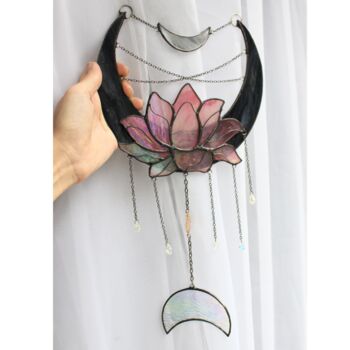 Moon And Lotus Glass Wall Hanging, 3 of 10