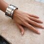 Chunky Large Sterling Silver Art Deco Hinged Bangle, thumbnail 4 of 10