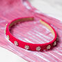 Narrow Velvet Gem Headband In Pink, thumbnail 1 of 3