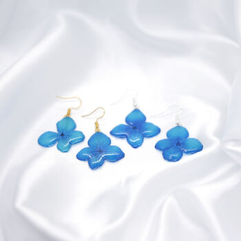Turquoise Hydrangea Flower Earrings, 6 of 10