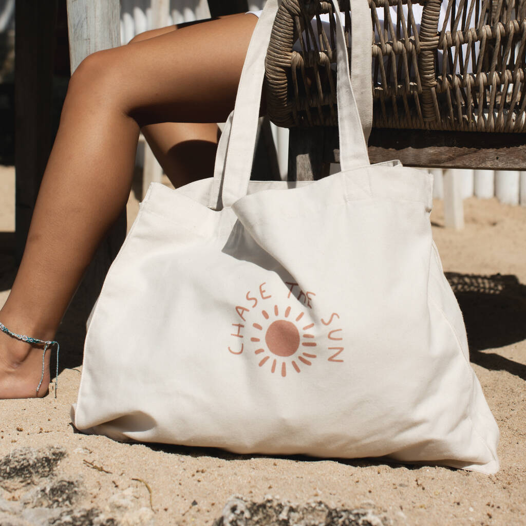 Chase The Sun Recycled Woven Beach Bag By Pineapple Island